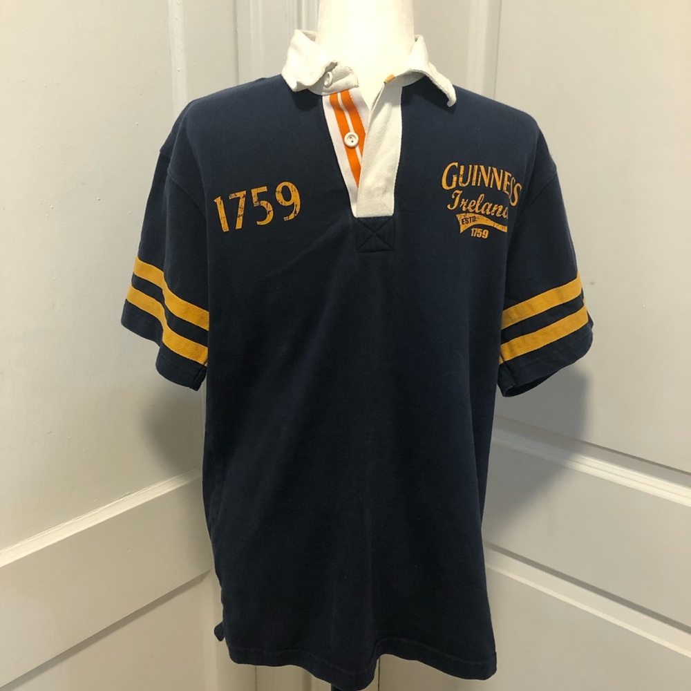 Guinness Navy and Gold Rugby Polo Shirt